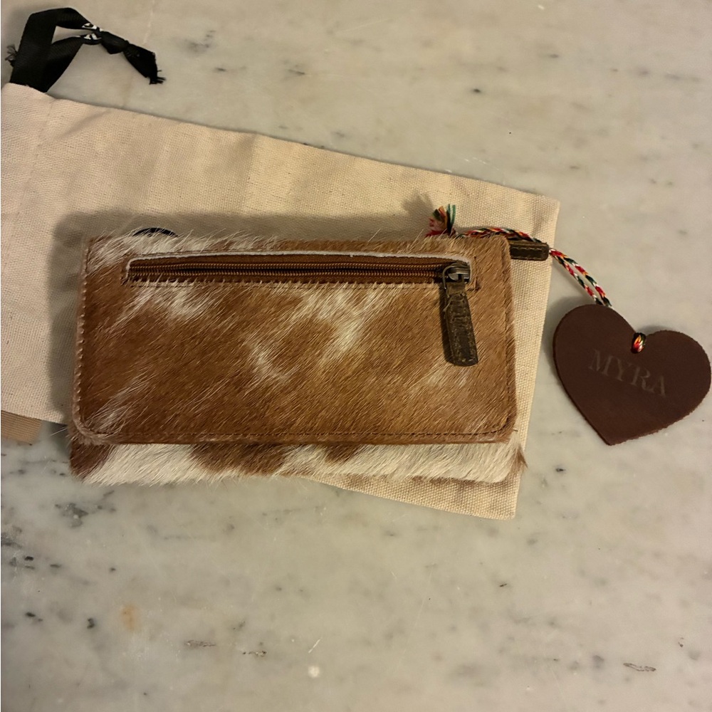 Myra Bag Tan and Cream Cowhide Pouch